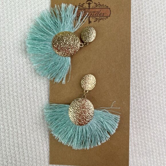 Plunder Design Posse Gold And Blue Tassel Earrings Brand New Women’s Jewelry - Picture 3 of 5